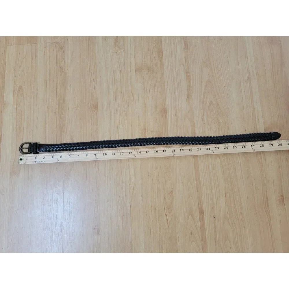 Genuine Leather Braided Belt Brown XSmall Small